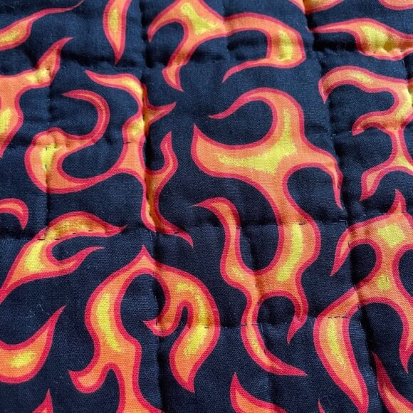 Handmade Fire Rescue Themed Quilt Throw Wall Hanging Flames Fireman Gift u - Picture 3 of 4